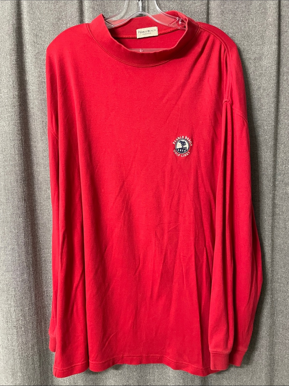Pebble Beach Classic Red Long Sleeve Crewneck with Chest Emblem
